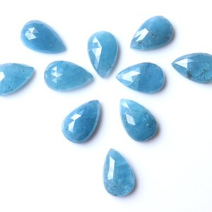 Top Quality Natural Aquamarine Rose Cut Faceted Gemstone Flat Back Aquamarine Loose Gemstone Pear Shape Aquamarine Wholesale Lots Gemstone