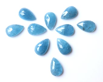 Top Quality Natural Aquamarine Rose Cut Faceted Gemstone Flat Back Aquamarine Loose Gemstone Pear Shape Aquamarine Wholesale Lots Gemstone