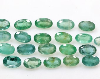 Lote de esmeraldas zambianas, talla ovalada facetada, 3 x 5 mm, para la fabricación de joyas.