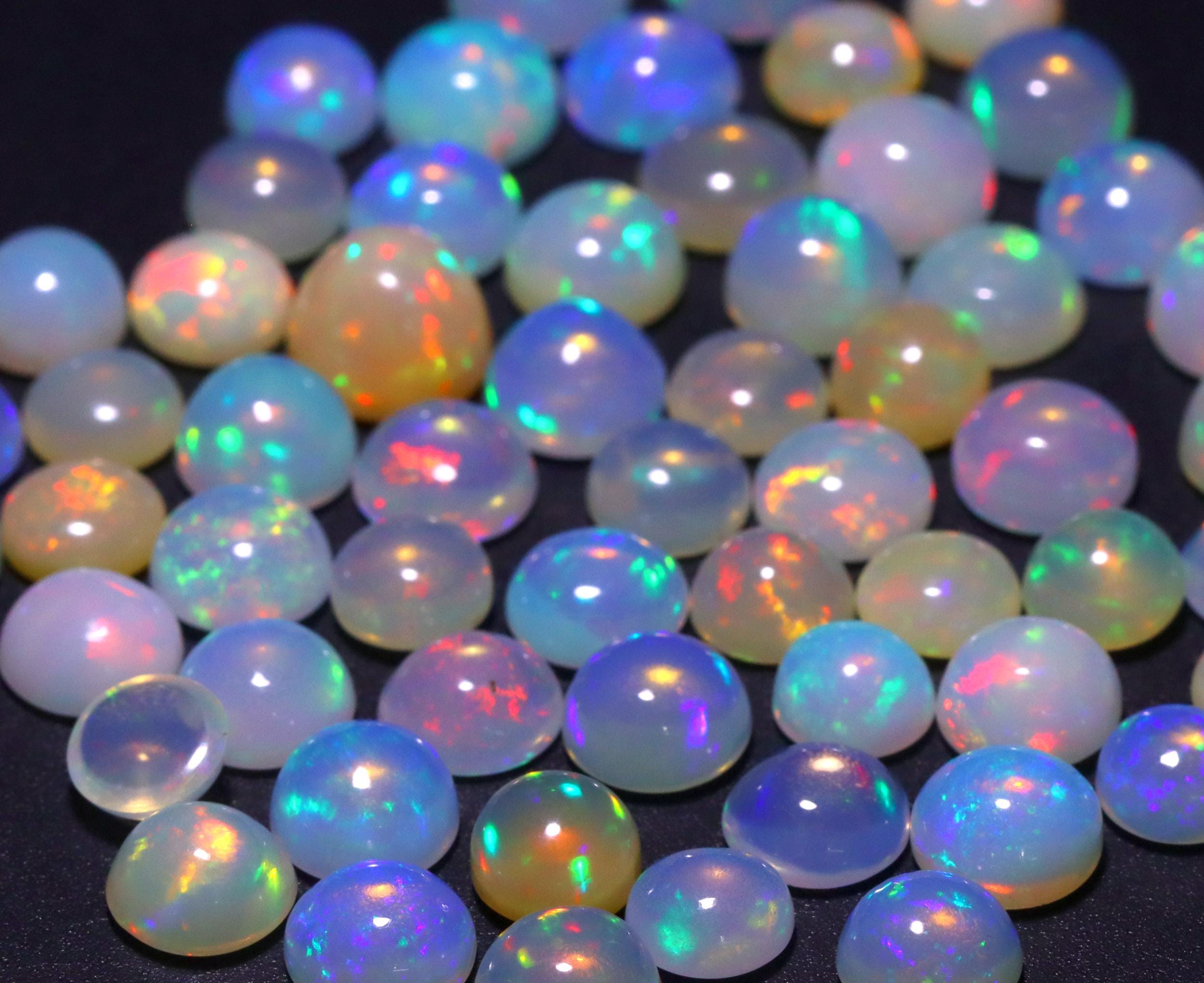 AAA+++ Quality Natural Ethiopian Opal Round Shape Cabochon 3mm 4mm 5mm 6mm Welo Fire Top Quality Loose Gemstones For Jewelry Making & Gift