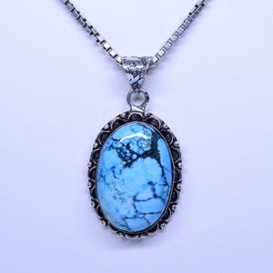 Turquoise Pendant, 925 Sterling Silver Necklace, Handmade Pendant, Turquoise Jewelry, Anniversary Pendant, Unique Gifts