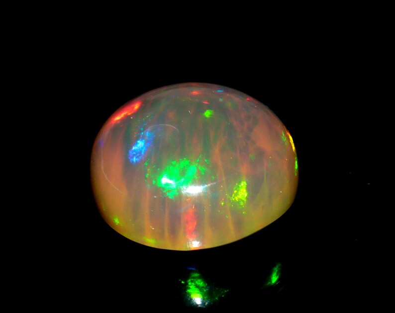 AAA+ Grade Quality Opal Cabochon Gemstone 4.10 Carat Multi fire Opal Round Shape Gemstone Natural Opal Ring Size Gemstone 11x5 mm