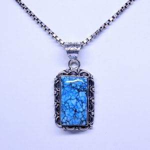Turquoise Pendant, 925 Sterling Silver Necklace, Handmade Pendant, Turquoise Jewelry, Anniversary Pendant, Unique Gifts