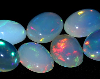 Natural Ethiopian Opal Cabochon Lot: Multi Fire Oval Gemstone for Jewelry Making
