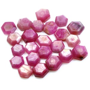 Natural Hexagon Ruby Crystals Gemstone : Faceted Pink Ruby Gemstone Lot