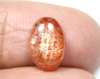 Top Quality Orange Sunstone Cabochon Gemstone Oval Shape 3.10 Ct Feldspar Mineral Sunstone Ring Size 12x8 MM Natural Sunstone Gemstone