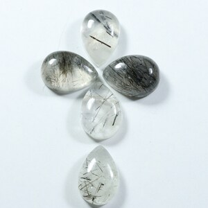 Natural Black Rutile Gemstone Cabochon Ring Size Rutile Pear Shape Loose Gemstone For Making Jewelry