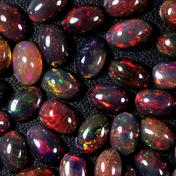 AAA+++ Top Quality Natural Ethiopian Black Opal Cabochon Lot Welo Opal Making Jewelry