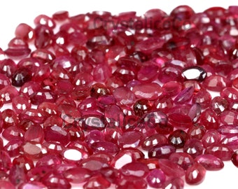 Rubí rosa ovalado de Mozambique, cultivado en laboratorio y relleno de vidrio (3 x 5 mm)