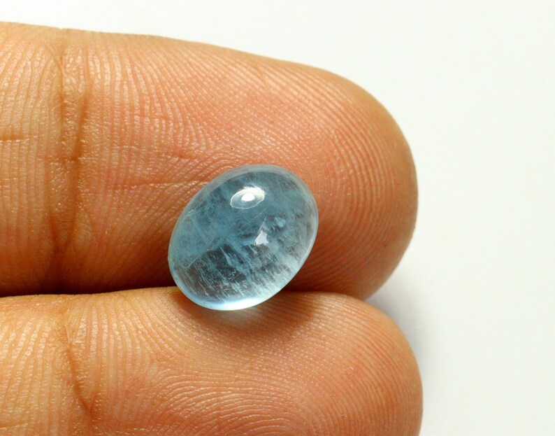 Ring Size Aquamarine Cabs Natural Aquamarine Cabochon Aquamarine Gemstone 11x8x5 mm 4.05 Carat Oval Shape Aquamarine