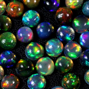 Natural Ethiopian Black Opal Cabochon Lot, Round Shape, Multi Flashy Opal Cabochon Lot, Opal gemstone, Ethiopian Opal, Opal Engagement Ring