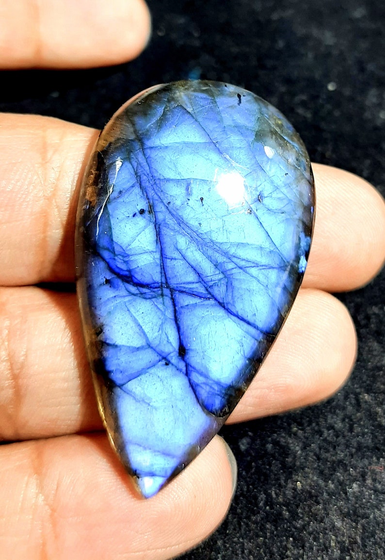 Natural Labradorite Cabochon Pear Shape Loose Gemstone Pendant Size Fire Labradorite Gemstone 51x30x7 MM 80.65 Carat