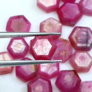 Faceted Pink Ruby Gemstone Lot: Natural Hexagon Ruby Crystals (7x2 To 8x4 mm)
