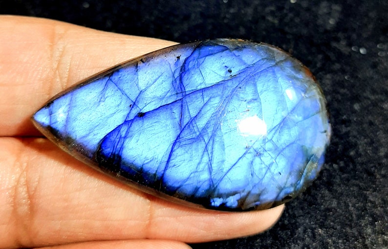 Natural Labradorite Cabochon Pear Shape Loose Gemstone Pendant Size Fire Labradorite Gemstone 51x30x7 MM 80.65 Carat