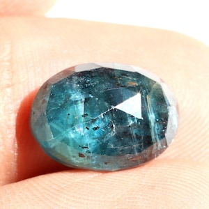 Blue Kyanite Faceted Gemstone 7.65 Carat Flat Back Kyanite Gemstone Oval Shape Rose Cut Kyanite Loose Gemstone 14x10 MM