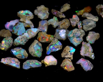 Ethiopian Opal Rough: Natural Multi-Fire Gemstone for Jewelry Making