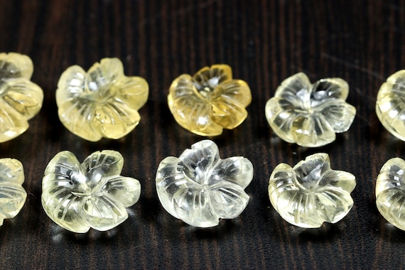 シトリンの花の彫刻：黄色の宝石、ルースストーン - Etsy 日本
