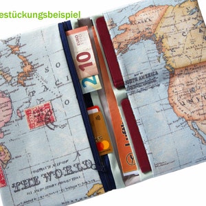 versandfertig Reisepassetui Reisepasshülle Reiseetui Reiseorganizer für die Familie 4 Personen Weltkarte Bild 1
