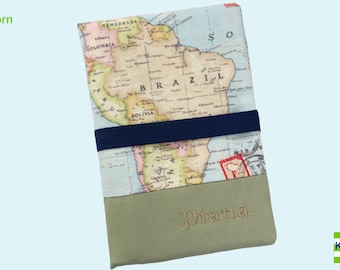 Reisepassetui personalisiert Reisepasshülle Reiseetui Reiseorganizer für die Familie 4 Personen Weltkarte