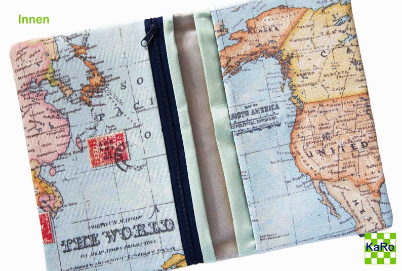 ready to ship passport case passport cover travel case travel organizer for family 4 people world map image 2