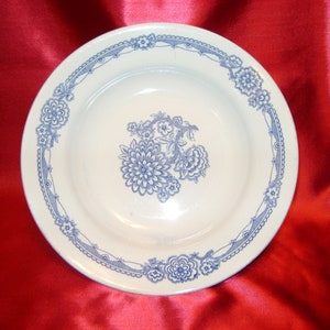 Vintage porcelain faience soup plate decorative pattern Flower (Ukraine Budy 1980s)