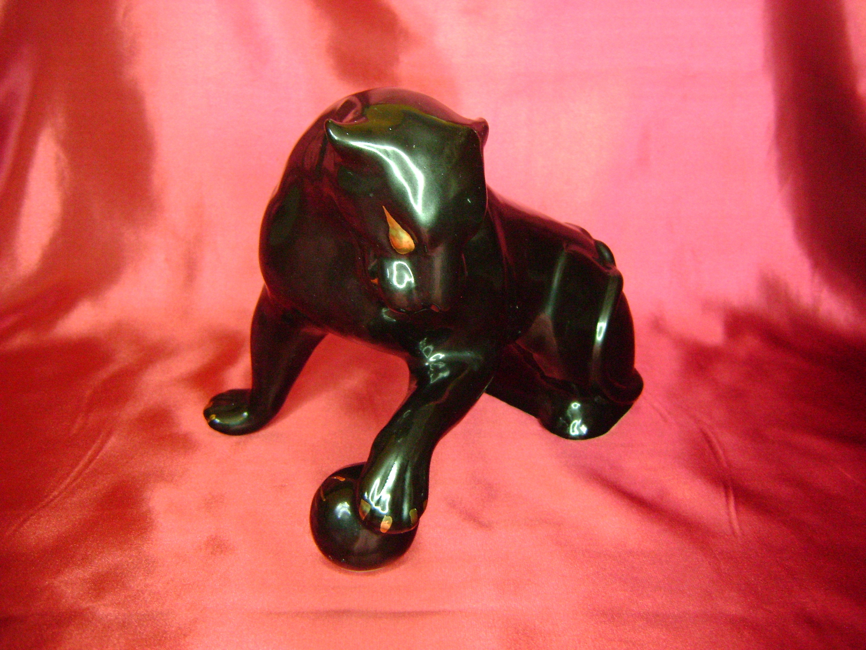 Soviet Animal Porcelain Figurine Black Panther With Ball Puma Etsy
