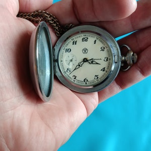 Mechanical unisex pocket watch Molniya 3602 black grouse Made in USSR 1970s