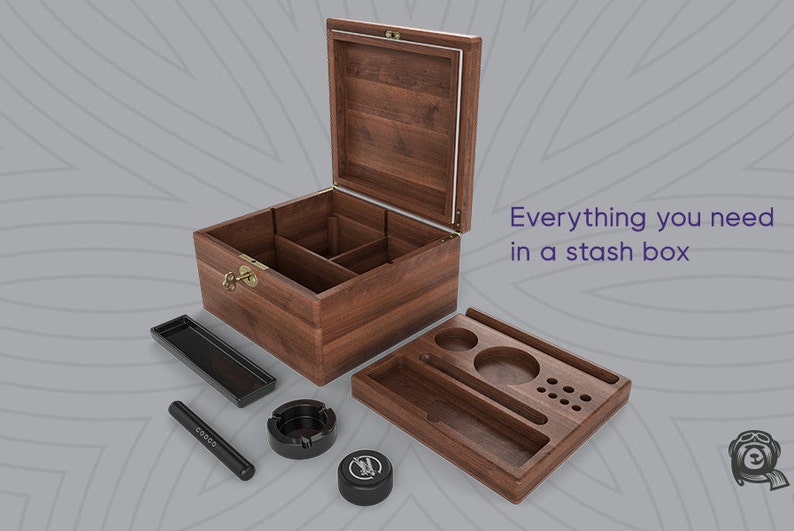 Cooco Acacia Wood Stash Box airtight wood Box Including Etsy