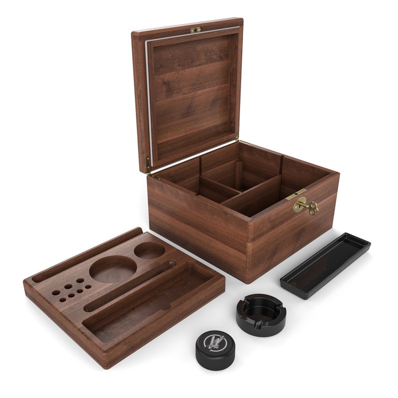 Cooco Acacia Wood Stash Box airtight wood Box Including Etsy