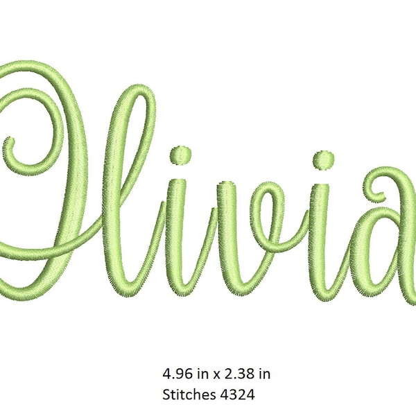 Olivia Embroidery Design - Persönlicher Name Maschinenstickerei für das Mädchen Olivia - 3 Größen - digitalisierter Name in Maschinenstickerei Design PES