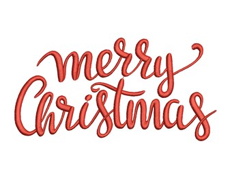 Merry Christmas Embroidery Design - Satin Text (Digital Download)