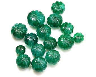 7.81 carats Carved Emerald Leaf FREE shipping in the United States. Native Cut 19 X 12 MM