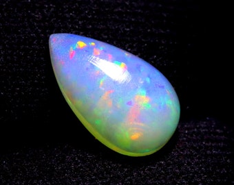 Natural Multi Fire Opal Cabochon Gemstone Pear Shape Opal Ring Size Loose Gemstone Ethiopian Opal Wholesale Price. 3.70 CRT