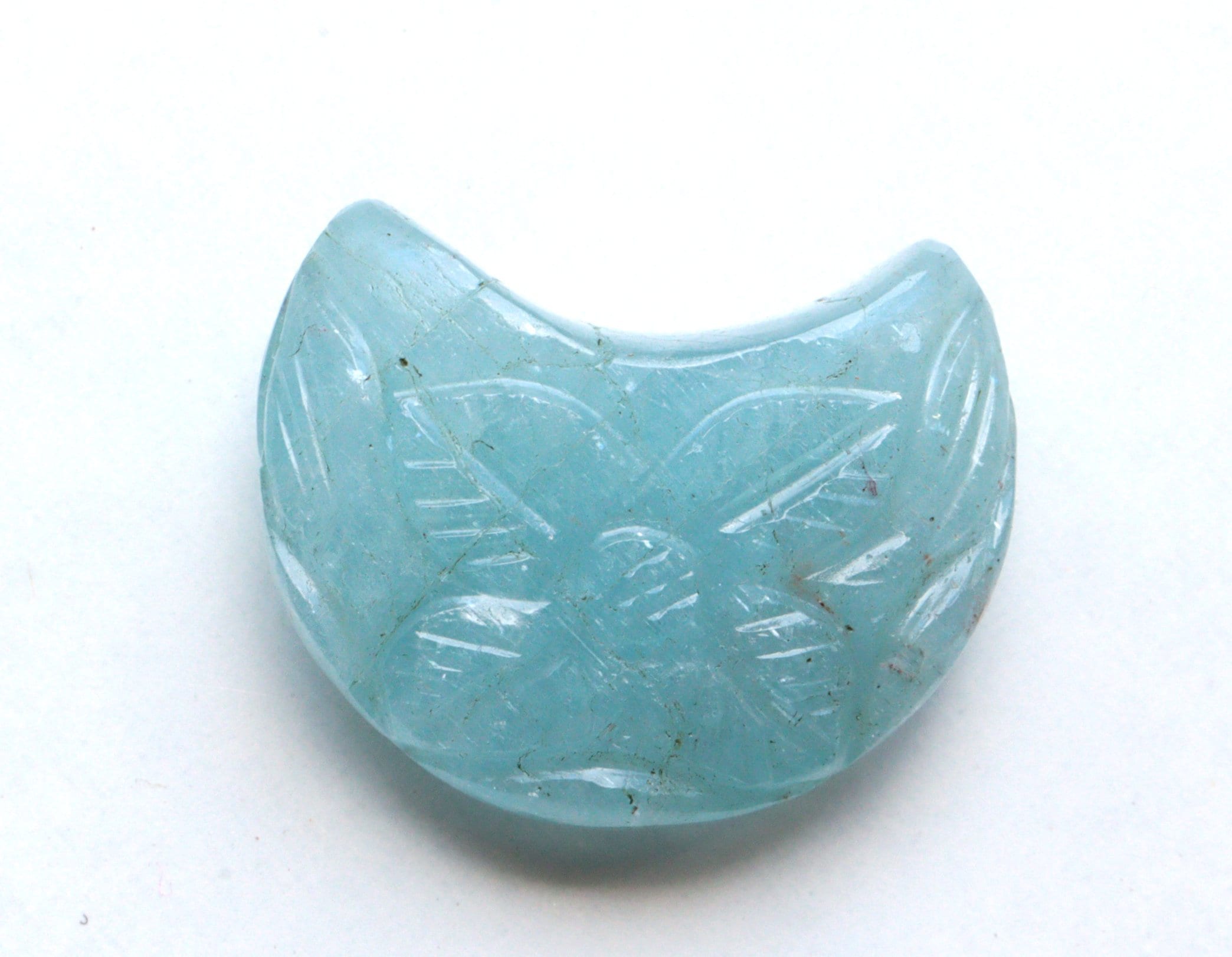 彫刻されたアクアマリンの三日月宝石ペンダント（31 x 18 mm） - Etsy 日本