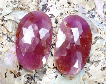 AA++ Natural Pink Sapphire Rose Cut Faceted Flat Back Gemstone Earring Size 2 Pcs Pair Sapphire Loose Gemstone. 49.55 CRT 31x18 MM