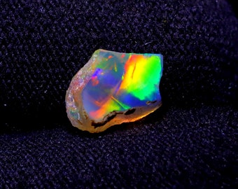 1.55 CRT Natural Multi Fire Opal Ethiopian Rough, Crystal Opal Flashy Raw, Opal Chunk Rough Specimen, For Making Jewelry. 9x6 MM