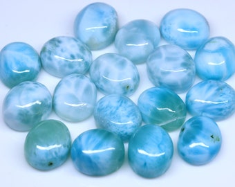 Sky Blue Larimar Cabochon, Oval Gemstone for Jewelry Making