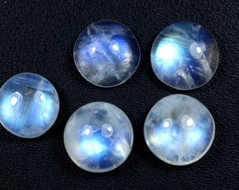 Natural Rainbow Moonstone Cabochon Gemstone Round Shape Moonstone Loose Gemstone Ring Size Rainbow Moonstone Gemstone