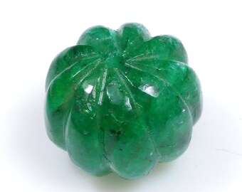 Pietra preziosa di smeraldo verde intagliato a melone da 8,80 carati (11 x 9 mm)