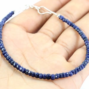 September Birthstone Bracelet for Women, Sapphire Minimalist Bracelet, Best Friend Birthday Gift for Her, Blue Sapphire Faceted Beads