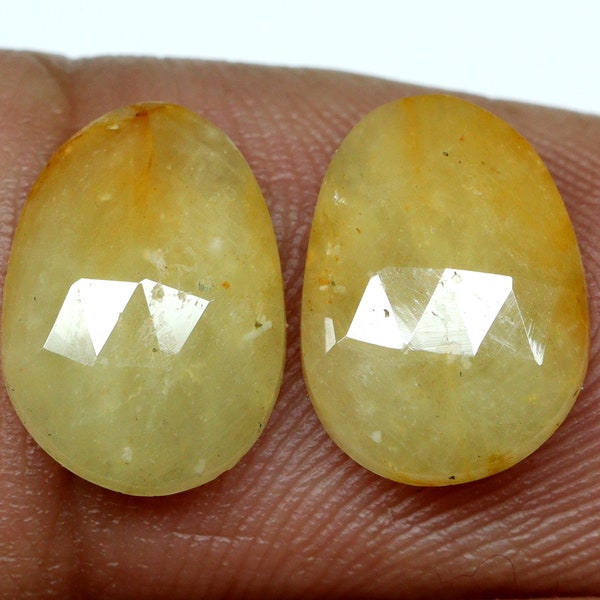 Natural Yellow Sapphire Slice Rose Cut Pairs, Sapphire Slice Earring Slice Jewelry Making Slice, AAA Quality Making For Jewelry,