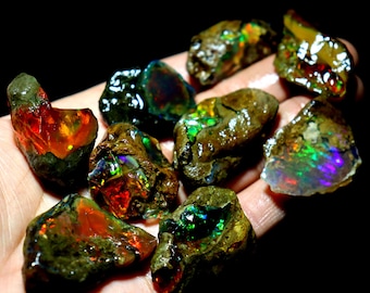 Szorstki opal etiopski: naturalny wielokolorowy kamień szlachetny (10-30 mm każdy)