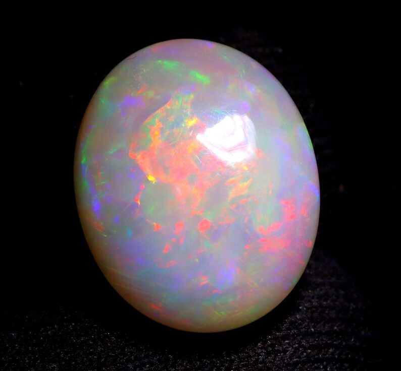 22x18 MM Multi Fire Opal Oval Shape Loose Gemstone Natural Ethiopian Opal Loose Gemstone White Opal Cabochon Gemstone Birthstone. image 2