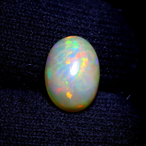 12x8 MM Multi Fire Opal Oval Shape Loose Gemstone Natural Ethiopian Opal Loose Gemstone White Opal Cabochon Gemstone Birthstone.