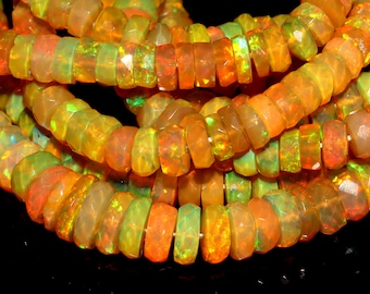 Natural Ethiopian Opal Beads Gemstone Flashy Ethiopian Opal 17 Inch Briolette Beads Faceted Ethiopian Opal Making For Necklace 3 To 5 MM