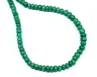 Emerald Beaded Necklace 74.60 Ct Beryl Emerald Smooth Polished Gemstone Necklace 20" Roundelle Shape Emerald 1 Strand Jewelry 4x2 To 6x3 MM