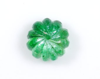 Pietra preziosa di smeraldo intagliata: ciondolo di berillo melone da 9 carati (11 x 8 mm)