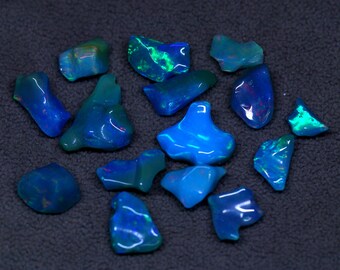 Barwiony opal Paraiba: polerowany, surowy kamień szlachetny (7-21 mm)