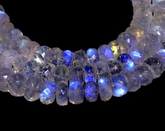 Rainbow Moonstone Faceted Rondelle Beads Moonstone Beads 4mm Rainbow Moonstone strands AAA+ Flashy Rainbow Beads