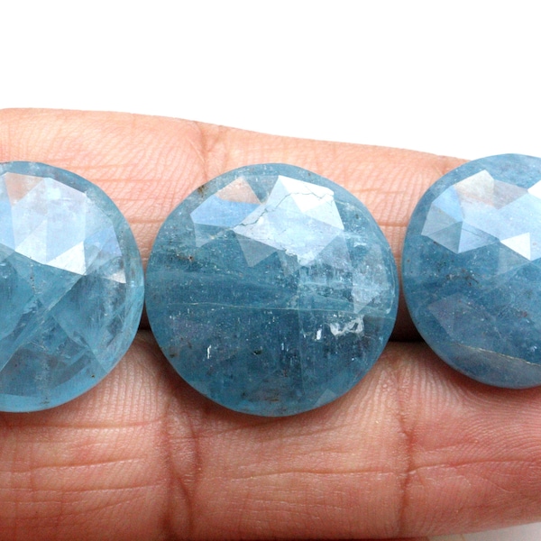 AAA Grade Blue Aquamarine Rose Cut Faceted Briolette Loose Gemstone Wholesale Lot Natural Aquamarine Round Shape Gemstone For Making Jewelry